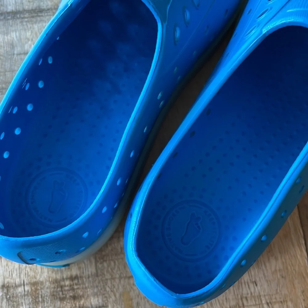 Native Shoes Kids Slip-On Sneakers in Bright Blue with White Toecaps